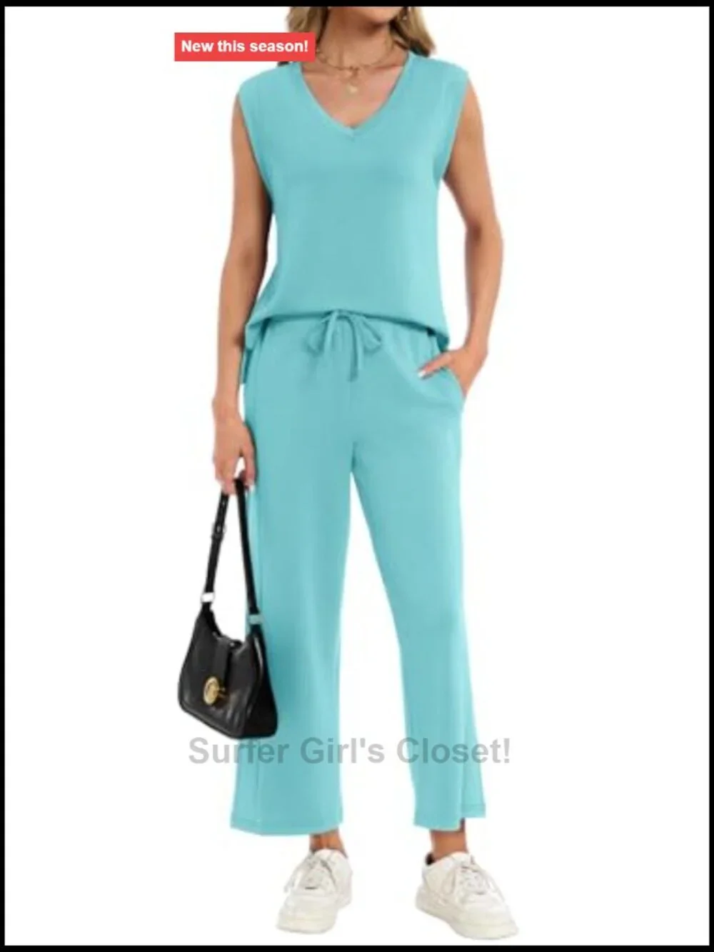 V Neck Lounge Set 2 Piece Outfit Travel Vacation Matching Sets